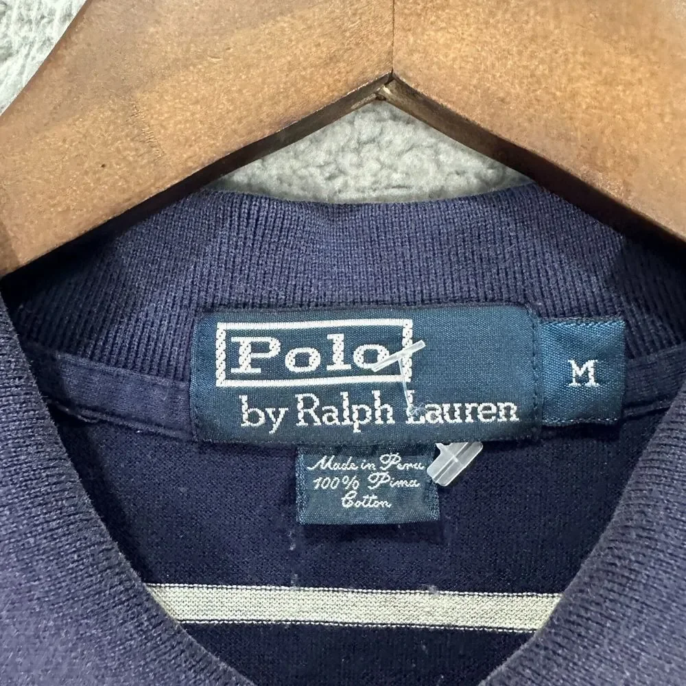 Ralph Lauren Polo Shirt Adult medium blue Pony pima cotton Preppy Casual Mens - Picture 3 of 8